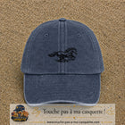 Image principale produit127moyenBM - casquette Bleu marine délavé avec visuel Cheval au galop 5 cm