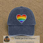 Image principale produit25grosBM - casquette Bleu marine délavé avec visuel Cœur arc-en-ciel écusson 7 cm