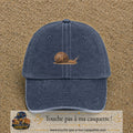 Image principale produit74petitBM - casquette Bleu marine délavé avec visuel Escargot 3 cm