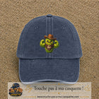 Image principale produit194grosBM - casquette Bleu marine délavé avec visuel Cactus cowboy 7 cm
