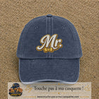 Image principale produit110grosBM - casquette Bleu marine délavé avec visuel Mr élégant 7 cm