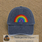 Image principale produit24grosBM - casquette Bleu marine délavé avec visuel Arc-en-ciel 7 cm