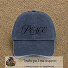 Image principale produit132moyenBM - casquette Bleu marine délavé avec visuel Peace calligraphie 5 cm