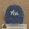 Image principale produit113grosBM - casquette Bleu marine délavé avec visuel Mrs blanc 7 cm