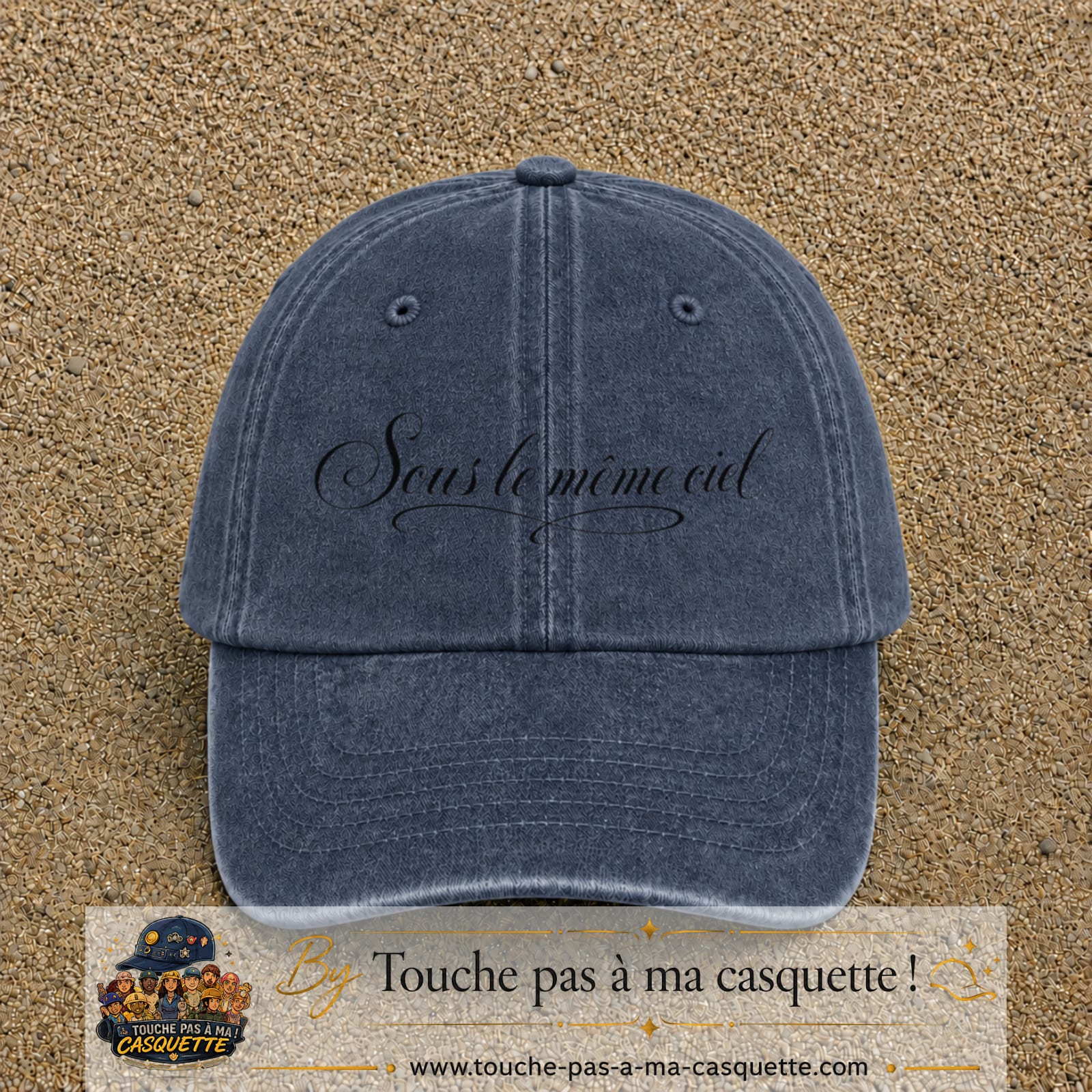 Image principale produit133moyenBM - casquette Bleu marine délavé avec visuel Sous le même ciel 5 cm