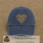 Image principale produit18grosBM - casquette Bleu marine délavé avec visuel Cœur léopard 7 cm