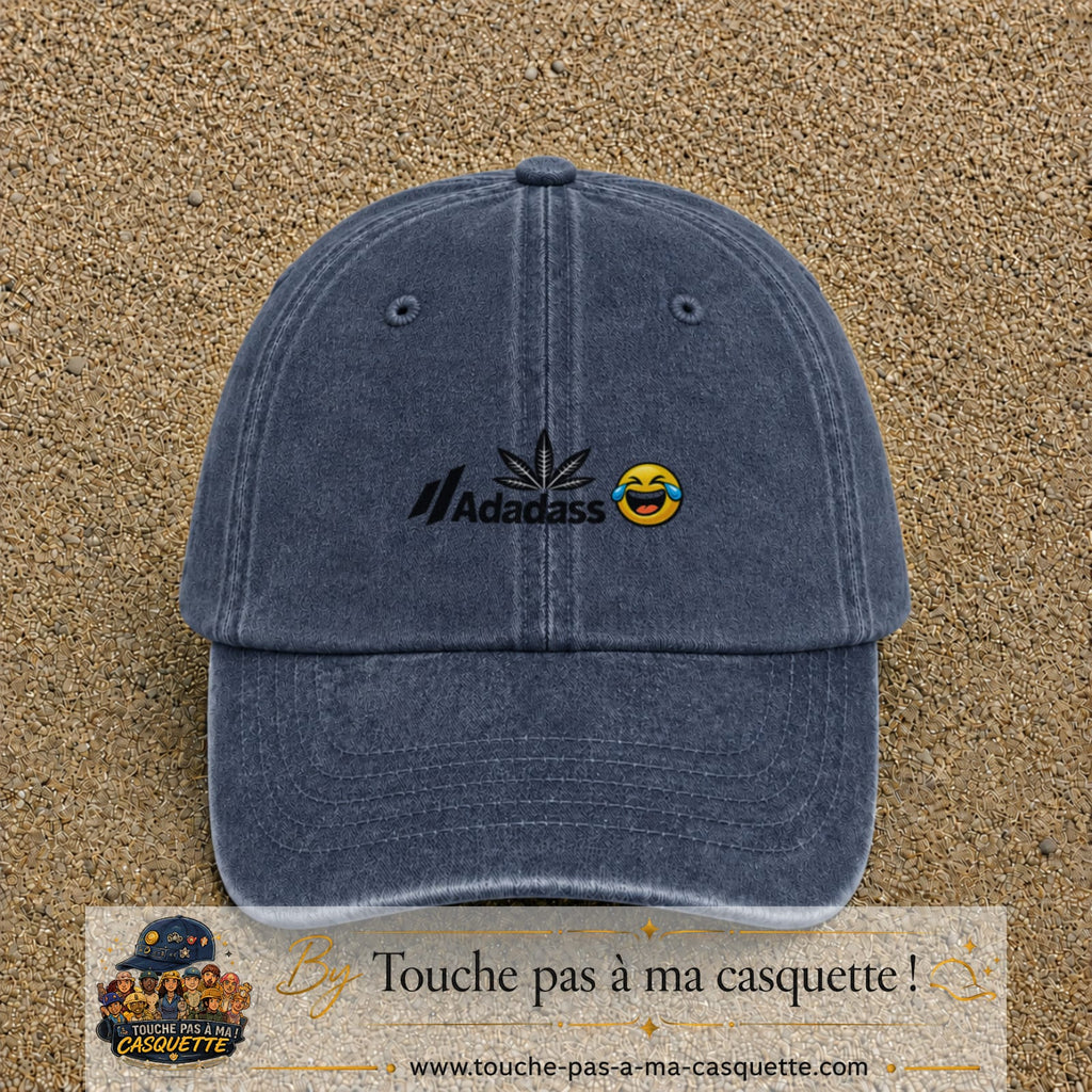 Image principale produit37petitBM - casquette Bleu marine délavé avec visuel Adadass emoji rieur 3 cm