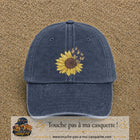 Image principale produit15grosBM - casquette Bleu marine délavé avec visuel Tournesol mandala 7 cm