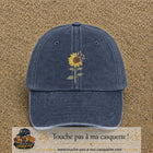Image principale produit13grosBM - casquette Bleu marine délavé avec visuel Tournesol bohème 7 cm