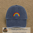 Image principale produit24moyenBM - casquette Bleu marine délavé avec visuel Arc-en-ciel 5 cm