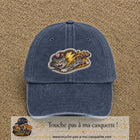 Image principale produit78grosBM - casquette Bleu marine délavé avec visuel Chat éclair 7 cm