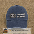 Image principale produit119grosBM - casquette Bleu marine délavé avec visuel Télé tu parles trop 7 cm