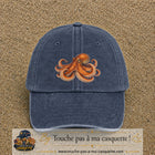 Image principale produit71grosBM - casquette Bleu marine délavé avec visuel Pieuvre 7 cm