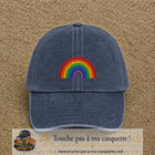 Image principale produit187moyenBM - casquette Bleu marine délavé avec visuel Arc-en-ciel 5 cm