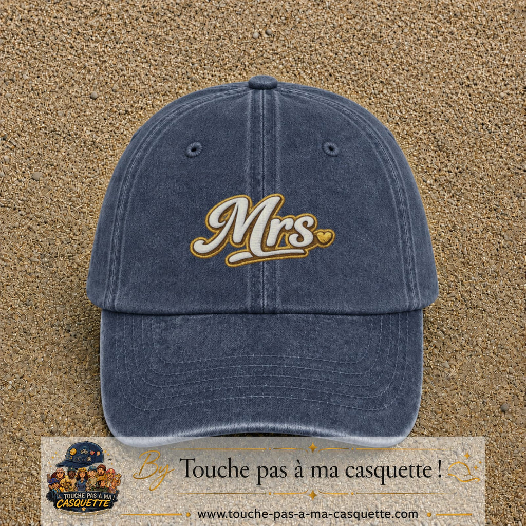 Image principale produit112moyenBM - casquette Bleu marine délavé avec visuel Mrs élégante 5 cm