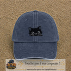 Image principale produit6moyenBM - casquette Bleu marine délavé avec visuel Chat noir adorable 5 cm