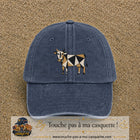 Image principale produit149grosBM - casquette Bleu marine délavé avec visuel Vache géométrique 7 cm