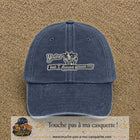 Image principale produit121moyenBM - casquette Bleu marine délavé avec visuel Vache message anglais 5 cm