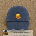 Image principale produit102grosBM - casquette Bleu marine délavé avec visuel Soleil brillant 7 cm