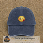 Image principale produit10moyenBM - casquette Bleu marine délavé avec visuel Emoji bisou cœur 5 cm