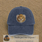 Image principale produit39grosBM - casquette Bleu marine délavé avec visuel Lion souriant 7 cm