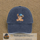 Image principale produit88grosBM - casquette Bleu marine délavé avec visuel Ourson casquette 7 cm
