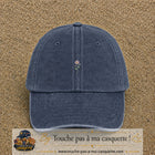 Image principale produit65petitBM - casquette Bleu marine délavé avec visuel Marguerite rose 3 cm
