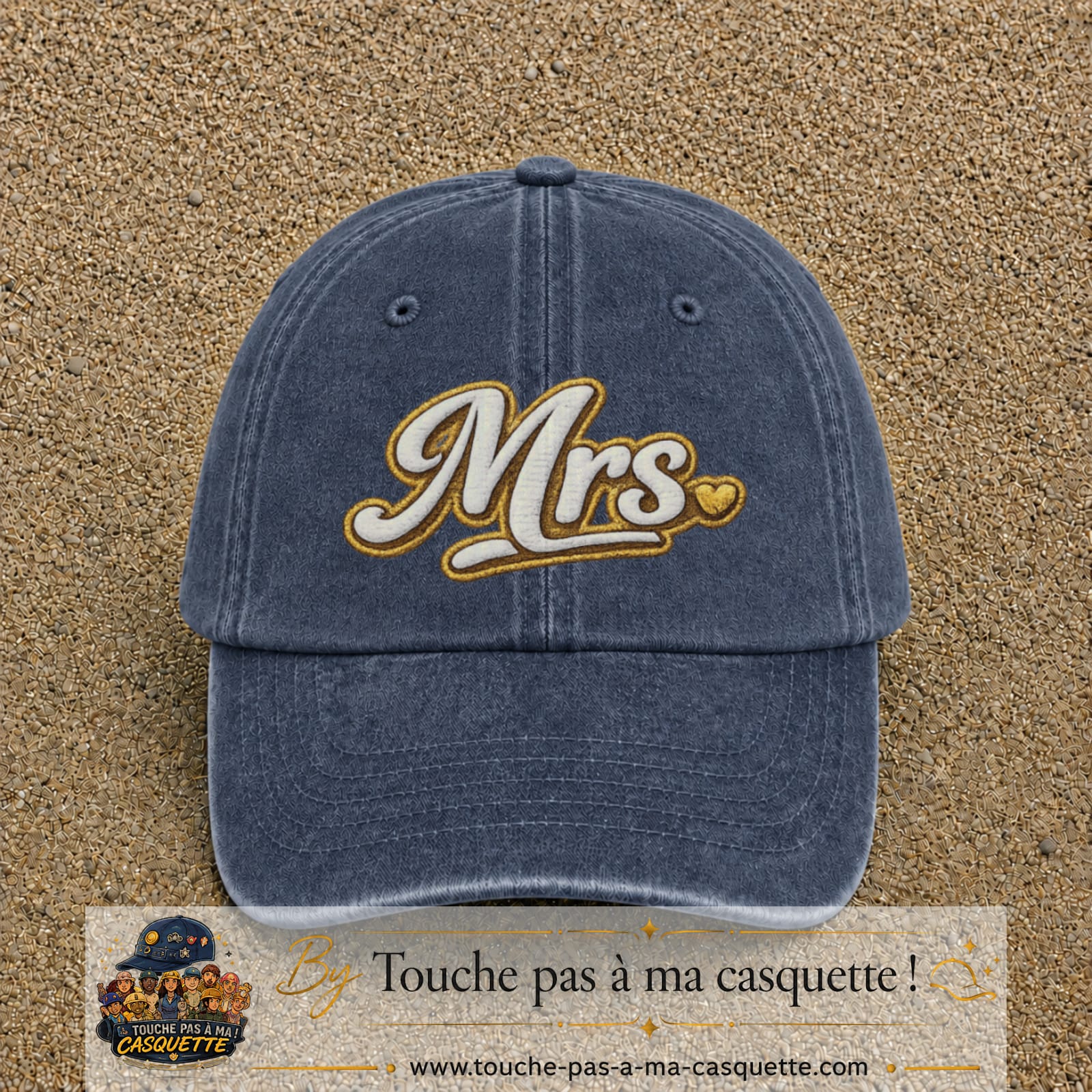Image principale produit112grosBM - casquette Bleu marine délavé avec visuel Mrs élégante 7 cm