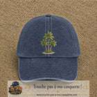 Image principale produit55grosBM - casquette Bleu marine délavé avec visuel Palmiers 7 cm