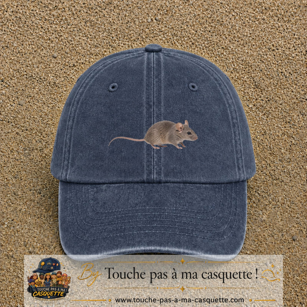 Image principale produit73moyenBM - casquette Bleu marine délavé avec visuel Souris 5 cm