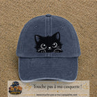 Image principale produit6grosBM - casquette Bleu marine délavé avec visuel Chat noir adorable 7 cm