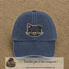 Casquette Bleu marine délavé motif Chaton mignon 7 cm - vue principale