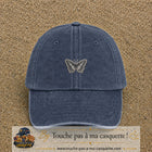 Casquette Bleu marine délavé motif Papillon graphique 3 cm - vue principale