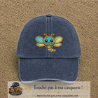 Casquette Bleu marine délavé motif Libellule multicolore 7 cm - vue principale
