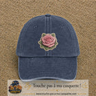 Casquette Bleu marine délavé motif Rose tendre 7 cm - vue principale