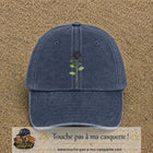 Casquette Bleu marine délavé motif Rose gothique 7 cm - vue principale
