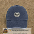 Casquette Bleu marine délavé motif Panda souriant 5 cm - vue principale