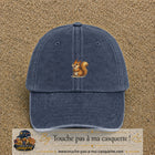 Casquette baseball Bleu marine délavé 100% coton avec visuel Écureuil 7 cm - image produit principale