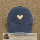 Casquette Bleu marine délavé 100% coton avec motif Cœur bohème 5 cm - image principale