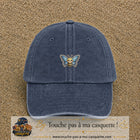 Casquette Bleu marine délavé motif Abeille papillon 3 cm - vue principale