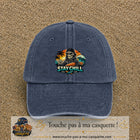 Casquette Bleu marine délavé 100% coton avec motif Stay Chill squelette plage 7 cm - image principale