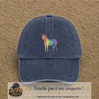 Casquette Bleu marine délavé 100% coton avec motif Zèbre arc-en-ciel 7 cm - image principale