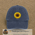 Casquette Bleu marine délavé motif Tournesol éclatant 7 cm - vue principale