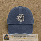 Casquette Bleu marine délavé motif Perroquet majestueux 7 cm - vue principale