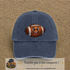 Casquette Bleu marine délavé 100% coton avec motif Ballon de rugby sourire 7 cm - image principale