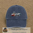 Casquette baseball Bleu marine délavé 100% coton avec motif Voitures de course 7 cm - image principale