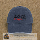 Casquette Bleu marine délavé 100% coton avec motif Social Battery Low 7 cm - image principale
