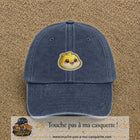 Casquette Bleu marine délavé motif Poussin joyeux 5 cm - vue principale