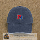 Casquette Bleu marine délavé 100% coton avec motif Initiales PI rouge et bleu 5 cm - image principale
