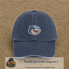 Casquette Bleu marine délavé motif Requin fun 5 cm - vue principale